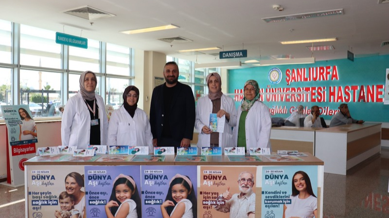 Şanlıurfa’da Harran Üniversitesi Hastanesi, Dünya Aşı Haftası kapsamında toplumda farkındalık
